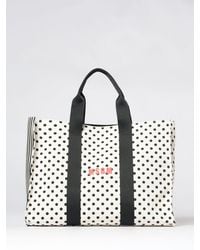 MSGM - Polka-Dot And Striped Canvas Tote Bag With Contrasting Logo Print - Lyst