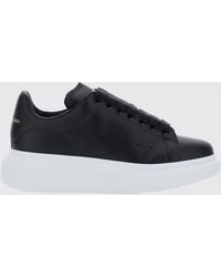 McQueen - Oversize Calf Leather Sneakers With Contrasting Heel And Laminated Logo - Lyst