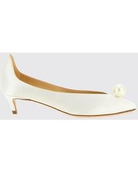 Magda Butrym - Pointed-Toe Satin Pumps With Pearl Embellishment And Low Heel - Lyst