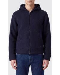 Emporio Armani - Hooded Wool And Cotton Blend Zip-Up Sweatshirt - Lyst