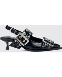 Ganni - Pointed Slingback Court Shoes With Metal Eyelets And A Medium Stiletto Heel - Lyst