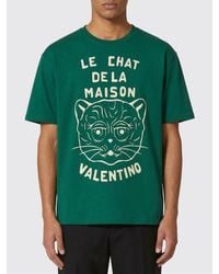 Valentino - Printed Cotton Crew Neck T-Shirt - Lyst