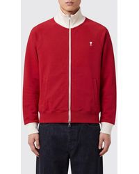 Ami Paris - Cotton Zipped Sweatshirt With High Neck And Ami De Cœur Monogram - Lyst
