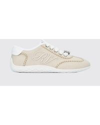 Roger Vivier - Viv' Up Low-Top Canvas Sneakers With Embroidered Monogram - Lyst