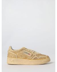 Autry - Medalist Laminated Leather And Canvas Sneakers With Polka Dot Glitter - Lyst