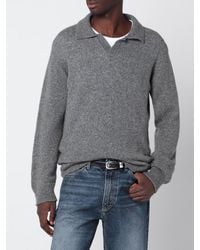 Roberto Collina - Long-Sleeved Wool And Cashmere Knit Polo Shirt - Lyst