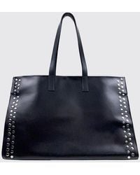 GIMAGUAS - Large Leather Shopping Bag With Double Handle And Lettering Logo - Lyst