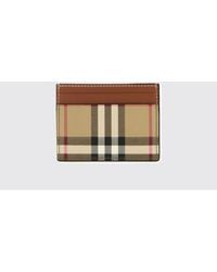 Burberry - Vintage Check Coated Cotton And Leather Card Holder - Lyst