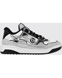 Philipp Plein - Leather And Rubber Rhinestone Sneakers - Lyst