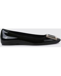 Roger Vivier - Trompette Patent Leather Ballet Flats With Logo Plaque - Lyst