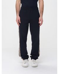 Burberry - Cotton Jogging Pants With Check Bands - Lyst
