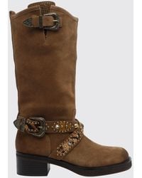 Kurt Geiger - Suede Calfskin Biker Boots With Embroidery - Lyst