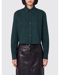 Ami Paris - Slim Fit Cotton Shirt With Button-Down Collar And Embroidered Logo - Lyst