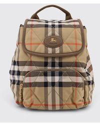 Burberry - Horseshoe Nylon Backpack With Vintage Check Pattern And Ekd Logo - Lyst