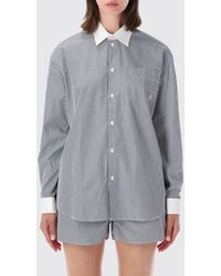 Sporty & Rich - Sporty &Amp Rich Striped Cotton Shirt With Relaxed Fit And French Collar - Lyst
