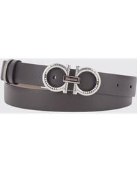 Ferragamo - Reversible Calfskin Leather Belt With Gancini Buckle - Lyst