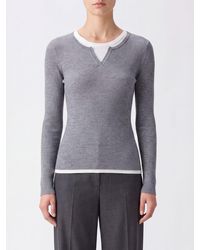ELEH - Long-Sleeved Slim Fit Glitter Wool Crewneck Jumper - Lyst