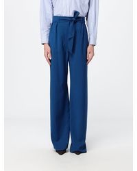 Max Mara - Wide Leg Virgin Wool Trousers With Tie Belt - Lyst
