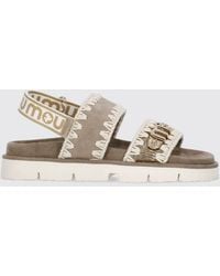 Mou - New Bio Suede Sandals With Topstitching - Lyst