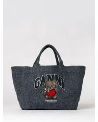 Ganni - Denim Medium Bear Tote Bag - Lyst