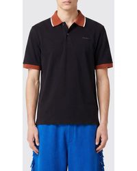 Marni - Cotton Polo Shirt With Contrasting Trims And Striped Collar - Lyst