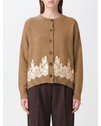Alberta Ferretti - Cashmere And Camel Hair Cardigan With Lace Inserts - Lyst