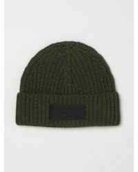 Dondup - Ribbed Wool-Blend Beanie Hat With Turn-Up Cuff And Embroidered Logo - Lyst