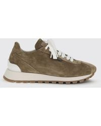 Brunello Cucinelli - Suede Sneakers With Monile Detail - Lyst