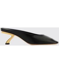 Ferragamo - Smooth Leather Mules With Sculptural Mid-Heel - Lyst
