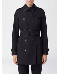 Burberry - Cropped Double-Breasted Cotton Trench Coat With Adjustable Belt - Lyst