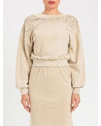 Twinset - Cotton Cropped Sweatshirt With Rhinestones - Lyst