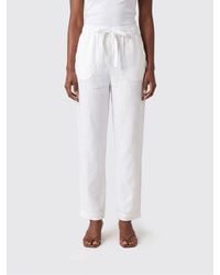 Semicouture - High-Waisted Straight-Leg Linen Trousers With Drawstring - Lyst