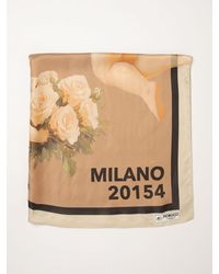 Fiorucci - Floral And Logo Print Silk-Blend Square Scarf - Lyst