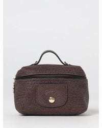 Longchamp - Le Pliage Mini Raffia Handbag With Leather Handle - Lyst