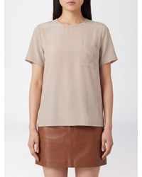 Max Mara - Short-Sleeved Silk Blouse With Tone-On-Tone Monogram - Lyst