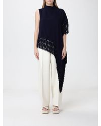 BOSS - Asymmetric Viscose Top With Fringes - Lyst