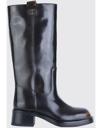 Alohas - Sajan Leather Knee-High Boots With Square Toe And Low Heel - Lyst