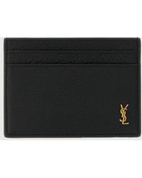 Saint Laurent - Tiny Cassandre Leather Credit Card Holder - Lyst