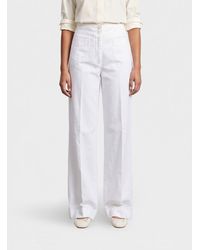 Aspesi - Cotton And Linen Blend Straight Trousers - Lyst