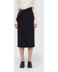 Jil Sander - Draped Silk And Virgin Wool Midi Pencil Skirt - Lyst