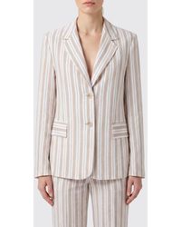 Semicouture - Striped Single-Breasted Pure Linen Blazer With Lapels - Lyst