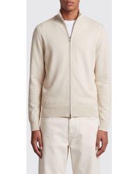 BOSS - Slim Fit Virgin Wool Turtleneck Cardigan With Zip Closure - Lyst