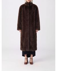 Liu Jo - Single-Breasted Long Faux Fur Coat With High Neck - Lyst