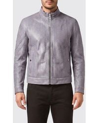 Billionaire - Python Leather Biker Jacket With Zip And Rear Logo - Lyst