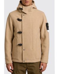 Stone Island - Wool Duffle Coat With Hood And Compass Logo - Lyst