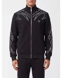 Philipp Plein - Cotton Track Jacket Sweatshirt With Zip, Crystals And High Neck - Lyst