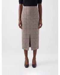 FEDERICA TOSI - Prince Of Wales Check Wool-Blend Midi Pencil Skirt - Lyst