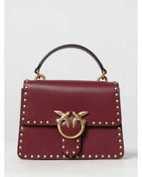 Pinko - Love Bag One Calfskin Mini Handbag With Studs And Logo - Lyst