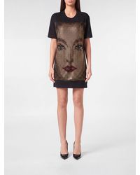 Philipp Plein - Cotton Jersey T-Shirt Dress With Crystals - Lyst