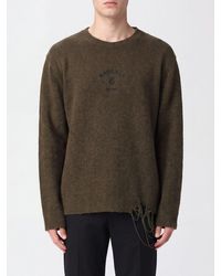 MM6 by Maison Margiela - Distressed Wool-Blend Crewneck Jumper With Jacquard Logo - Lyst